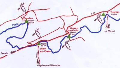 Photo de la carte des chemins de kayak possible